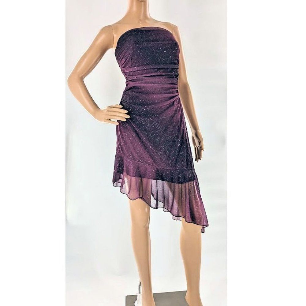 Vintage y2k Wrapper Midi Dress Strapless Glitter Fairycore Purple Siren Medium